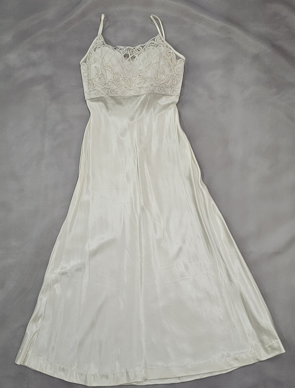 Ivory Lace Bodice Satin Maxi Dress - Women
